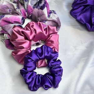 Pink and Purple Satin Scrunchies